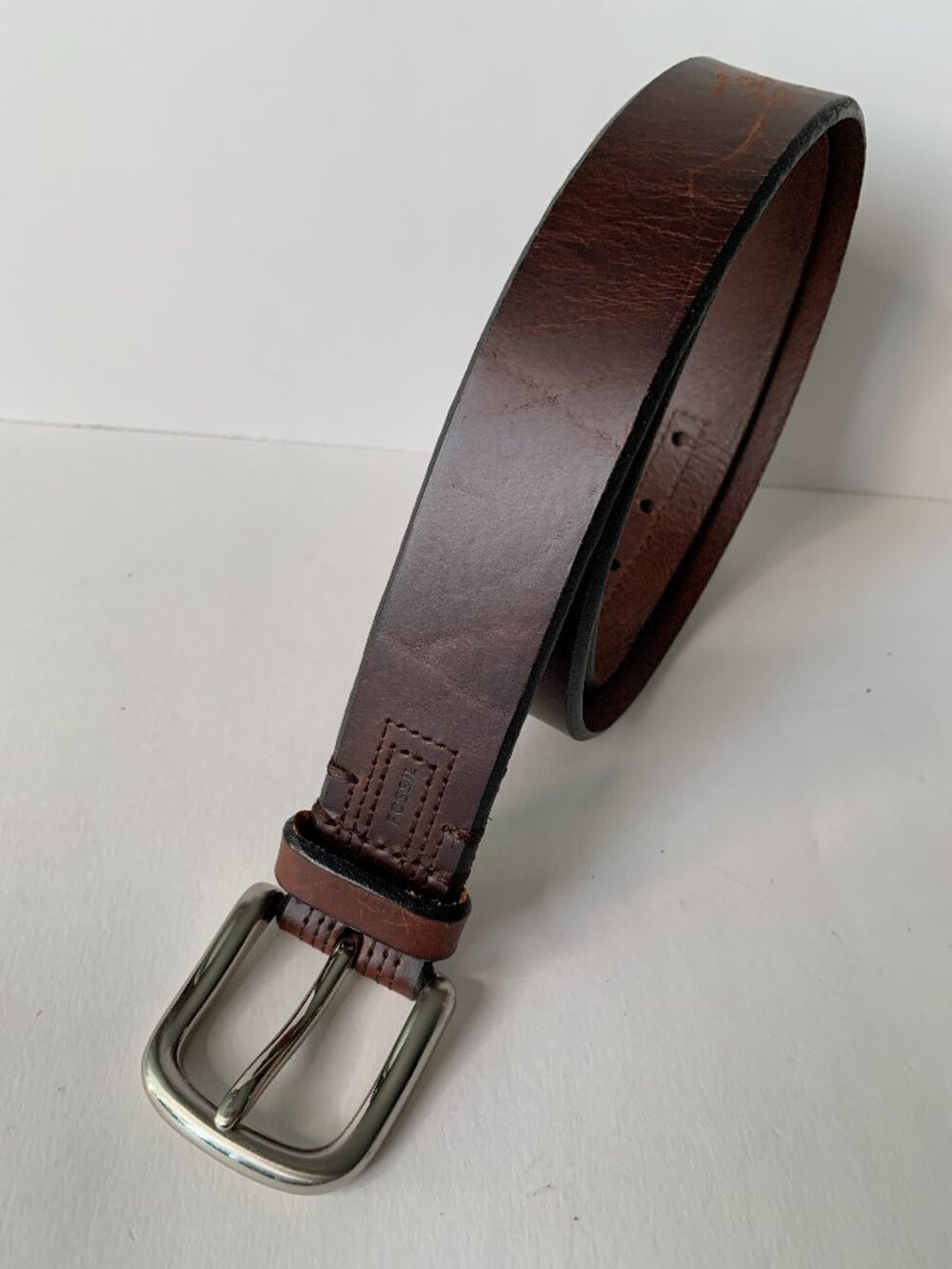 FOSSIL MENS HANOVER BROWN GENUINE LEATHER BELT SIZE 36 STYLE 178463